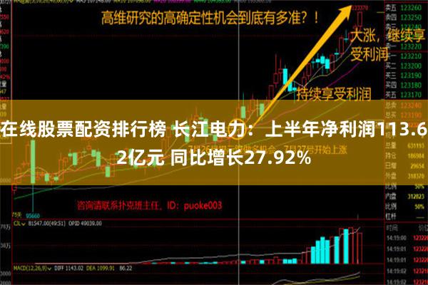 在线股票配资排行榜 长江电力：上半年净利润113.62亿元 同比增长27.92%