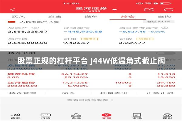 股票正规的杠杆平台 J44W低温角式截止阀