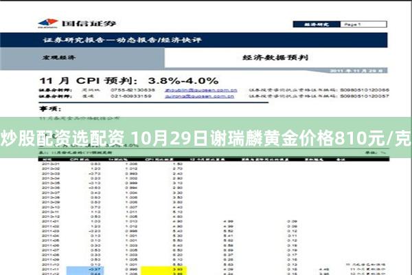 炒股配资选配资 10月29日谢瑞麟黄金价格810元/克