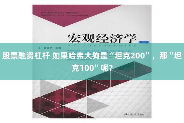 股票融资杠杆 如果哈弗大狗是“坦克200”，那“坦克100”呢？