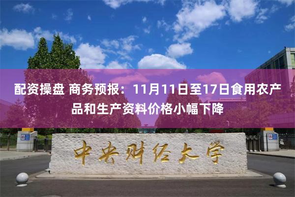 配资操盘 商务预报：11月11日至17日食用农产品和生产资料价格小幅下降