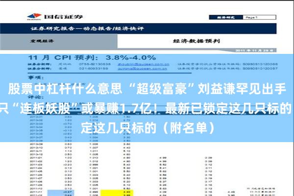 股票中杠杆什么意思 “超级富豪”刘益谦罕见出手！操盘这只“连板妖股”或暴赚1.7亿！最新已锁定这几只标的（附名单）